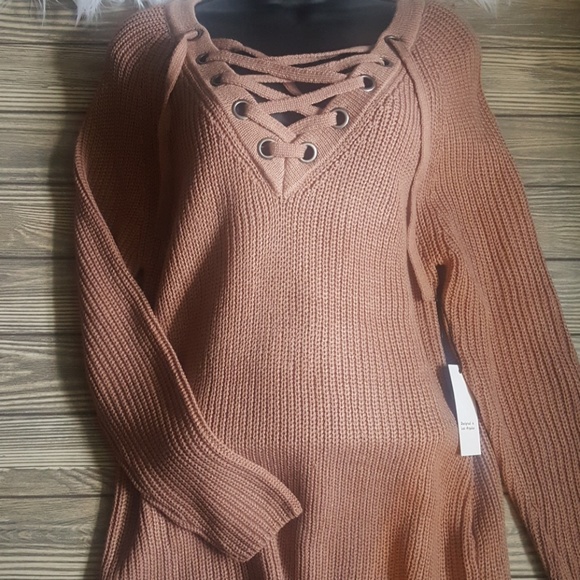 Sweetbb Sweaters - Mauve Front Tie Sweater Tunic